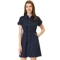 thumbnail image 1 of DARING DIVA Casual Button Front Summer Short Sleeve Dresses M Dark Blue, 1 of 6
