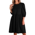 thumbnail image 1 of DARING DIVA Casual Scoop Neck Pocket Babydoll Dress XS Black, 1 of 6
