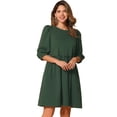 thumbnail image 1 of DARING DIVA Casual Scoop Neck Pocket Babydoll Dress XS Dark Green, 1 of 6