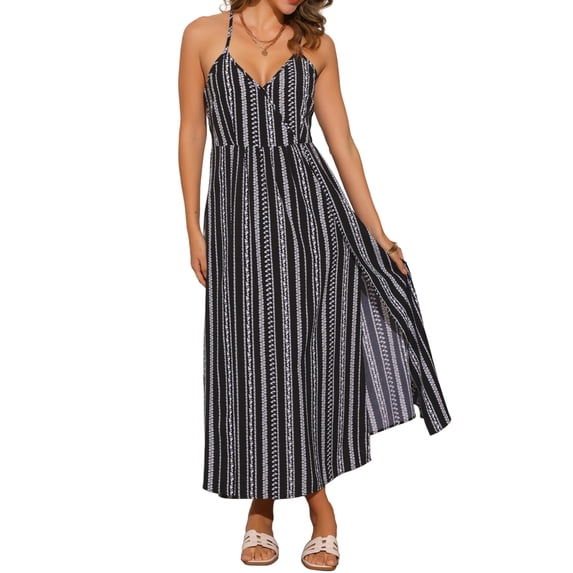 DARING DIVA Casual Spaghetti Strap Flowy Smocked Maxi Dress XS Black