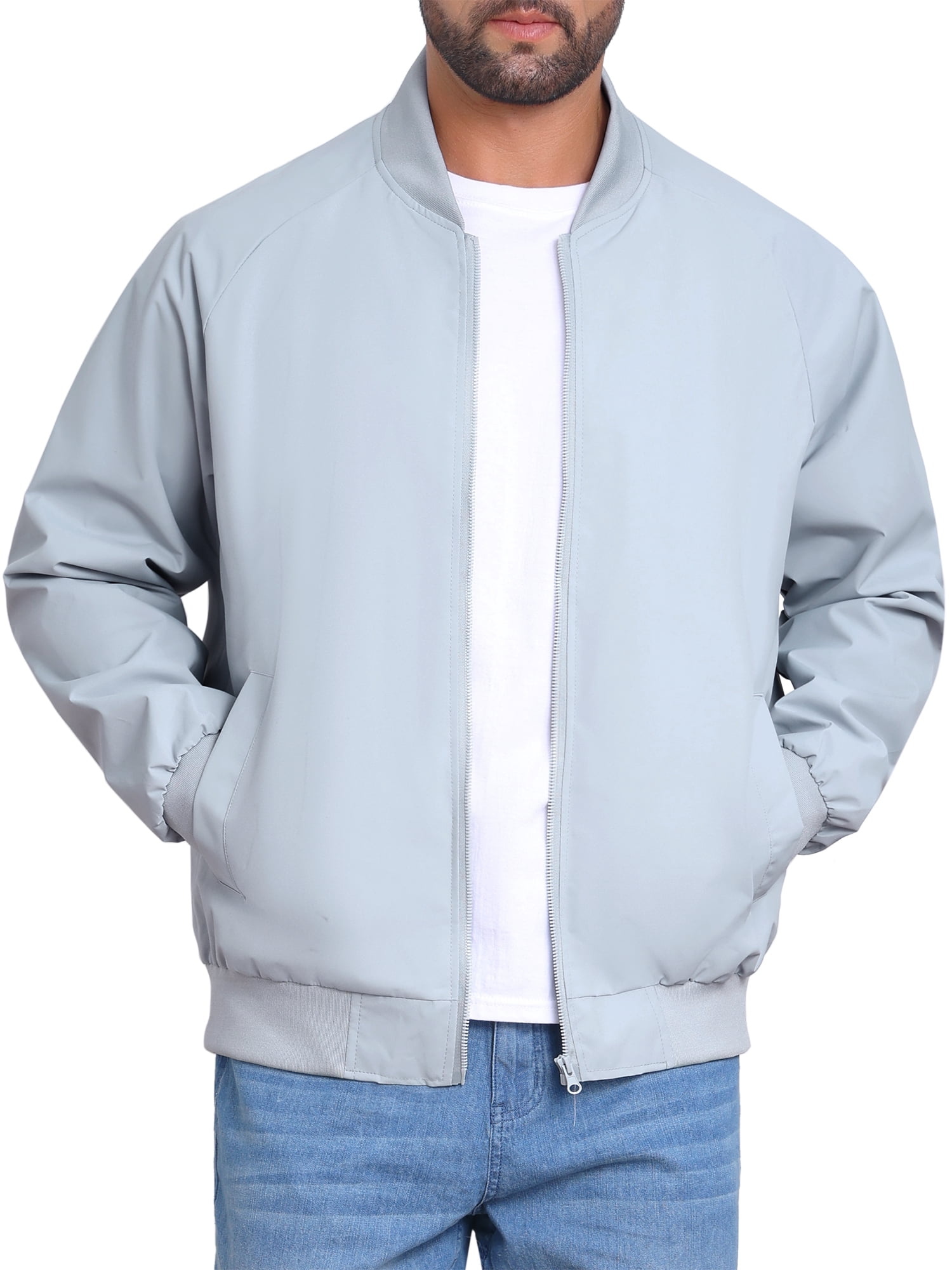 DARING DIVA Casual Stylish Lightweight Full Zip Up Bomber Jacket 2XL Gray