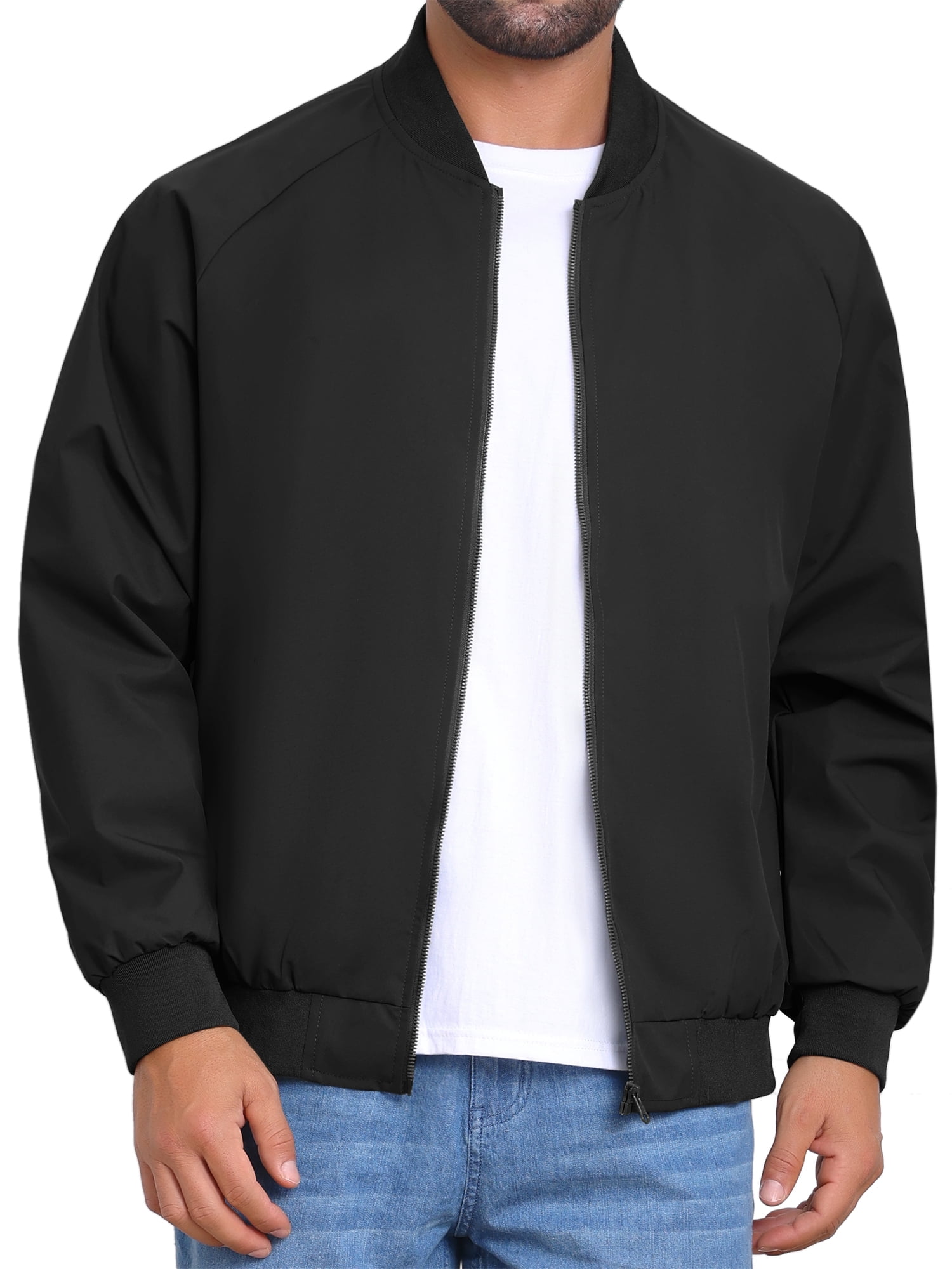 DARING DIVA Casual Stylish Lightweight Full Zip Up Bomber Jacket M Black