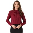 thumbnail image 1 of DARING DIVA Chiffon Blouse for Women's Long Sleeve Work Shirt L Dark Red, 1 of 6