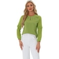 thumbnail image 1 of DARING DIVA Chiffon Semi Sheer Long Sleeves Blouses S Greens, 1 of 6