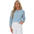 thumbnail image 1 of DARING DIVA Chiffon Semi Sheer Long Sleeves Blouses XL Grey Blue, 1 of 6