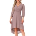 thumbnail image 1 of DARING DIVA Chiffon V-Neck Midi Cocktail Dress XL Grey Pink, 1 of 6