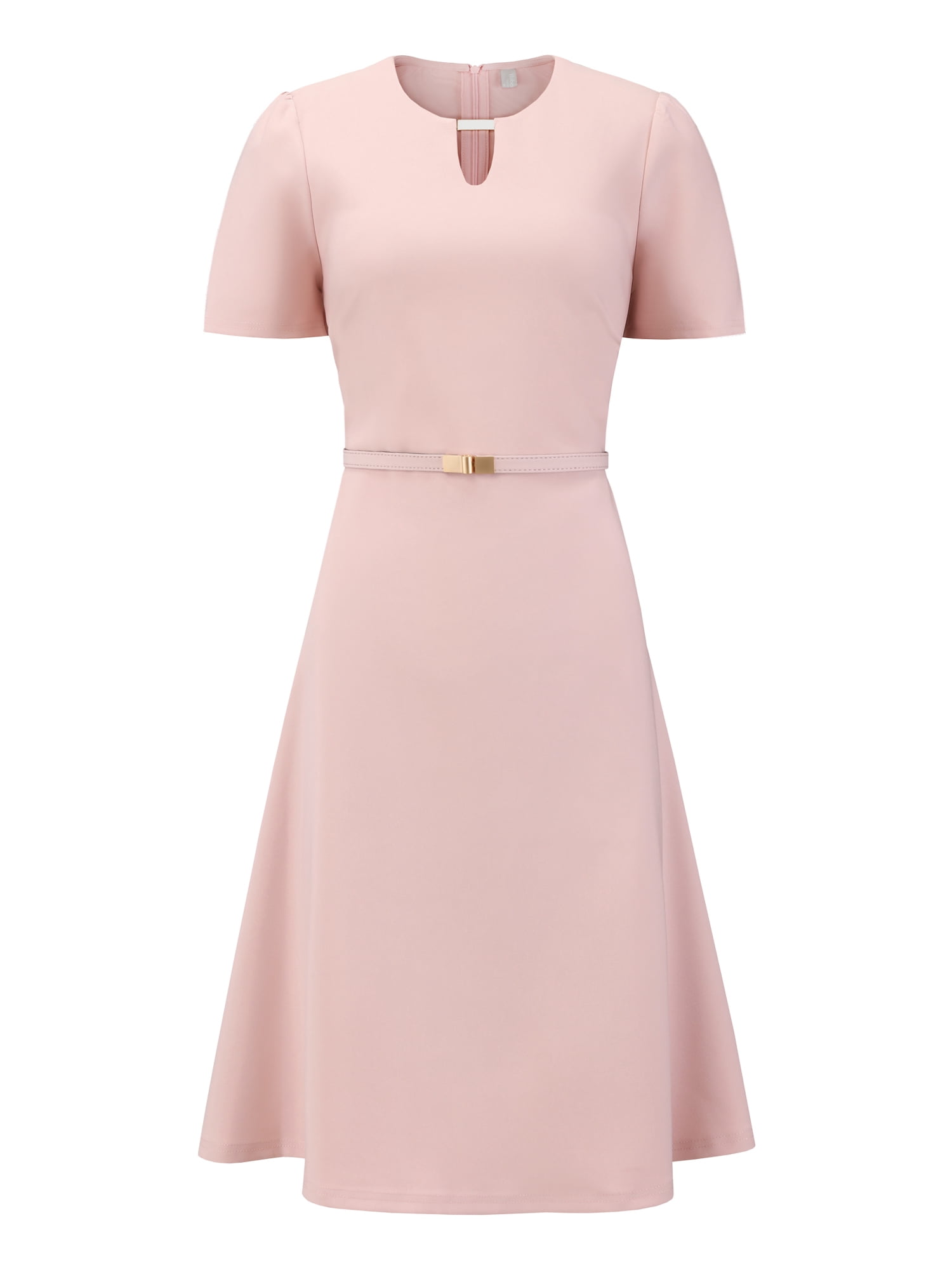 DARING DIVA Women's Choker V Neck Short Sleeve Belted Elegant Dress XL Pink