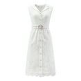 thumbnail image 1 of DARING DIVA Cocktail Lace Sleeveless Button Down A-Line Dress S White, 1 of 6