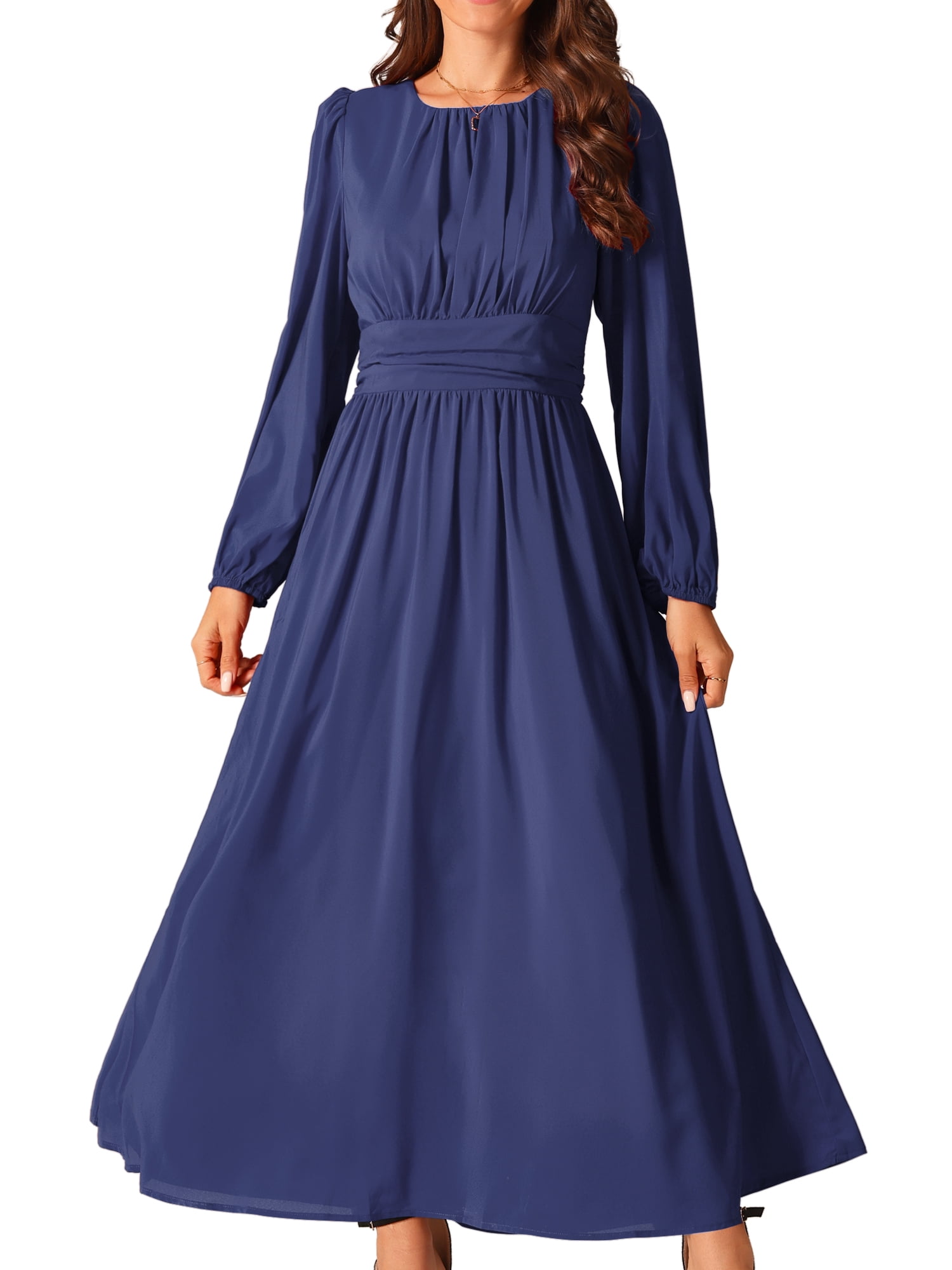 DARING DIVA Cocktail Lantern A-Line Chiffon Dress L Dark Blue