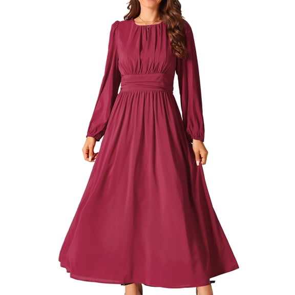 DARING DIVA Cocktail Lantern A-Line Chiffon Dress L Dark Red