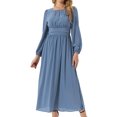thumbnail image 1 of DARING DIVA Cocktail Lantern A-Line Chiffon Dress L Grey Blue, 1 of 7