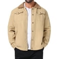 thumbnail image 1 of DARING DIVA Collared Button Front Fleece Lining Cargo Trucker Jacket XL Light Khaki, 1 of 7