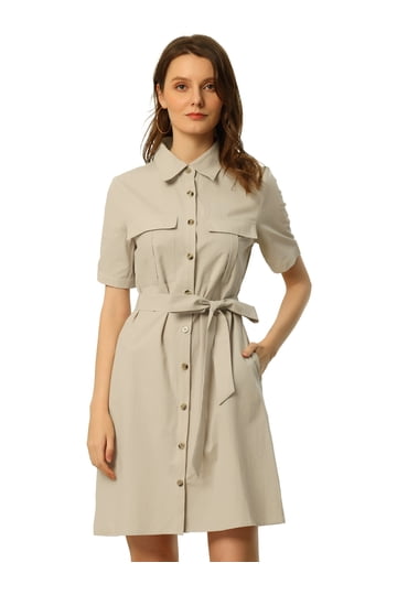 Button Up Shirt Dress Belt