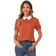 thumbnail image 1 of DARING DIVA Contrast Puff Short Sleeve Blouse Top XS Caramel, 1 of 6