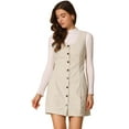 thumbnail image 1 of DARING DIVA Corduroy Button Down Pinafore Overall Dress S Beige, 1 of 6