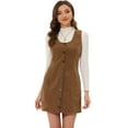 thumbnail image 1 of DARING DIVA Corduroy Button Down Pinafore Overall Dress XS Brown, 1 of 5