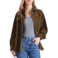 thumbnail image 1 of DARING DIVA Corduroy Shirts Oversized Button Down Jackets XS Brown, 1 of 6