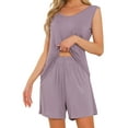 thumbnail image 1 of DARING DIVA Cotton Loungewear Tank Shorts Casual 2 Pieces Pajamas Set L Purple, 1 of 7