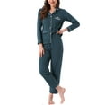 thumbnail image 1 of DARING DIVA Cotton Pajamas Long Sleeve Lounge Sets Button Down Pants 2XL Lake Blue, 1 of 7