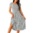 thumbnail image 1 of DARING DIVA Crew Neck Short Sleeve Midi Floral Blouse S White, 1 of 5