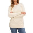 thumbnail image 1 of DARING DIVA Crewneck Fall Chunky Cable Knit Pullover Sweater XS Beige, 1 of 6