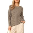 thumbnail image 1 of DARING DIVA Crewneck Fall Chunky Cable Knit Pullover Sweater XS Light Brown, 1 of 6