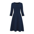 thumbnail image 1 of DARING DIVA Elegant A-Line Midi with 3/4 Sleeves Dress S Navy Blue, 1 of 6