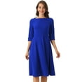 thumbnail image 1 of DARING DIVA Elegant Boat Neck Wear to Work Dress S Royal Blue, 1 of 5