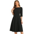thumbnail image 1 of DARING DIVA Elegant Boat Neck Wear to Work Dress XL Black, 1 of 6
