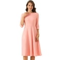thumbnail image 1 of DARING DIVA Elegant Boat Neck Wear to Work Dress XS Pink, 1 of 5