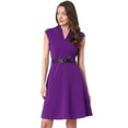 thumbnail image 1 of DARING DIVA Elegant Dress Split Neck Wear to Work Sleeveless Dresses L Grape Purple, 1 of 5