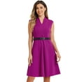 thumbnail image 1 of DARING DIVA Elegant Dress Split Neck Wear to Work Sleeveless Dresses XS Purple, 1 of 6