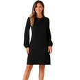 thumbnail image 1 of DARING DIVA Elegant Long Sleeve Textured Crew Neck Casual Dress L Black, 1 of 6