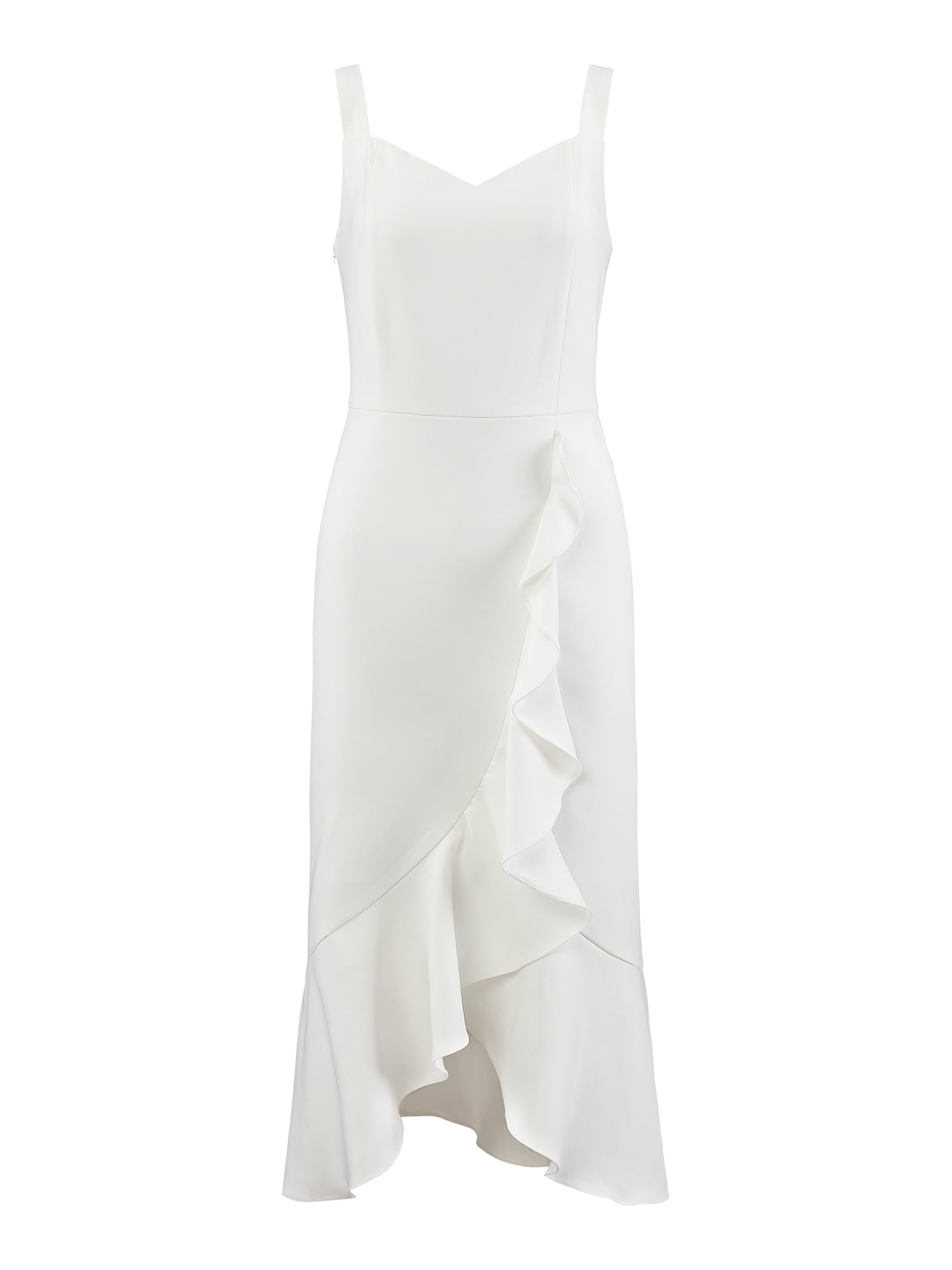 DARING DIVA Elegant Ruffled Wedding Fishtail Dress 2XL Beige White