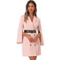 thumbnail image 1 of DARING DIVA Elegant Slit Sleeve Button Down Work Belted Blazer Dress S Pink, 1 of 6