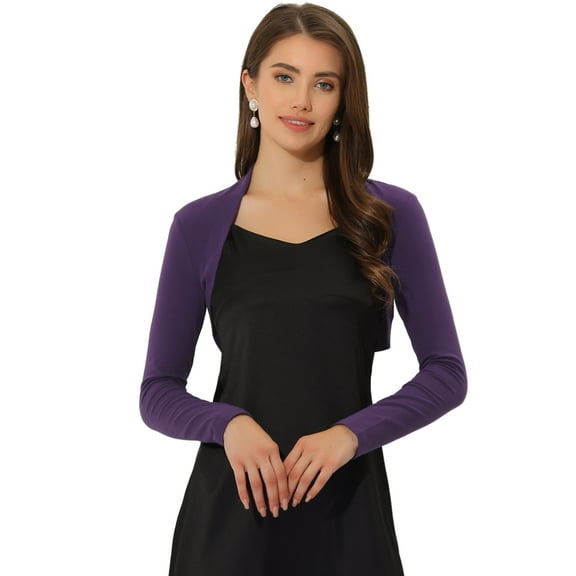 DARING DIVA Elegant Solid Color Bolero Shrug XS Black L Purple