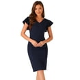 thumbnail image 1 of DARING DIVA Elegant V Neck Bodycon Dress XS Dark Blue, 1 of 5