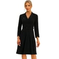 thumbnail image 1 of DARING DIVA Elegant V Neck Collar Belted Pleated Button Blazer Dress XS Black, 1 of 6