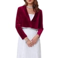 thumbnail image 1 of DARING DIVA Women's Elegant Velvet Shrug With Sparkle Trim L Burgundy, 1 of 6
