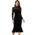 thumbnail image 1 of DARING DIVA Elegant Velvet Sheer Mesh Cocktail Dress XS Black, 1 of 6