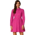 thumbnail image 1 of DARING DIVA Embroidered Floral Button Placket Mini Shirt Dresses L Rose Red, 1 of 6