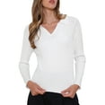 thumbnail image 1 of DARING DIVA Fall Sweaters Collared V Neck Cable Knit Pullover Tops S White, 1 of 6