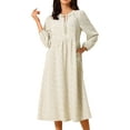 thumbnail image 1 of DARING DIVA Fall V Neck Long Sleeve Flowy Swing Floral Midi Dress S Apricot, 1 of 7