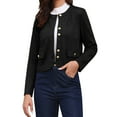 thumbnail image 1 of DARING DIVA Faux Suede Collarless Long Sleeve Trendy Outerwear XS Black, 1 of 6