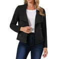 thumbnail image 1 of DARING DIVA Faux Suede Long Sleeve Open Front Cropped Coat L Black, 1 of 8