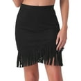 thumbnail image 1 of DARING DIVA Faux Suede Skirt for Women's Vintage High Waist Stretch Bodycon L Black, 1 of 6