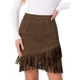 thumbnail image 1 of DARING DIVA Faux Suede Skirt for Women's Vintage High Waist Stretch Bodycon XL Dark Brown, 1 of 6