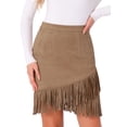thumbnail image 1 of DARING DIVA Faux Suede Skirt for Women's Vintage High Waist Stretch Bodycon XS Camel, 1 of 6