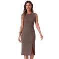 thumbnail image 1 of DARING DIVA Faux Suede Sleeveless Split Hem Dress Small Coffee, 1 of 6
