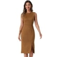 thumbnail image 1 of DARING DIVA Faux Suede Sleeveless Split Hem Dress XS Brown, 1 of 6